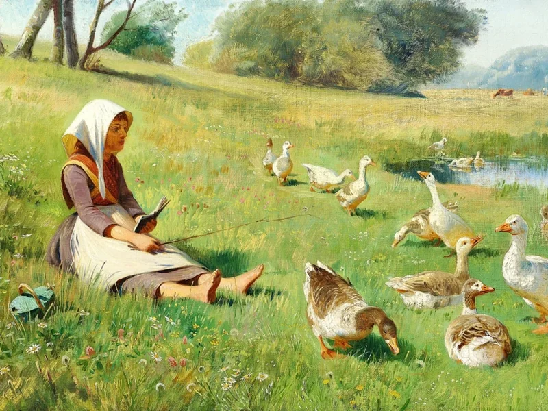 1849-Oluf August Hermansen - Una ragazza che raduna le oche - 1886